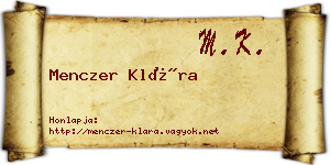 Menczer Klára névjegykártya